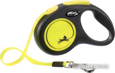 Поводок-рулетка Flexi New Neon лента 5м (M, неоново-желтый)