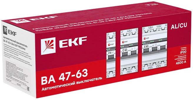 Выключатель автоматический EKF ВА 47-63 1P 16А (C) 4.5kA PROxima mcb4763-1-16C-pro
